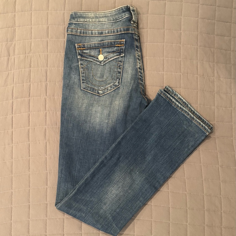 New True Religion Billy Mid Rise Straight Leg Jeans